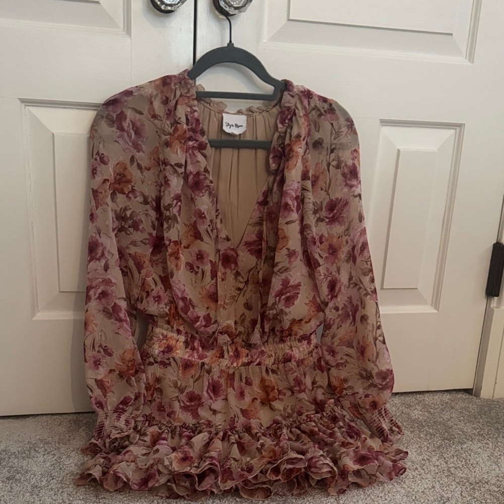 Sky to Moon Multi Colored Pink Floral Ruffle Dress